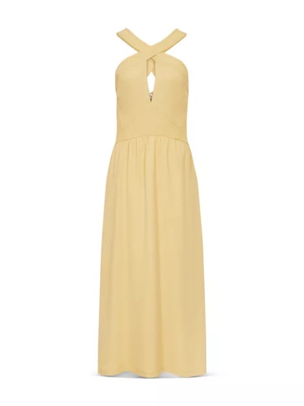 Reiss Pale Yellow Halter Crisscross Midi Dress - Picture 8 of 8